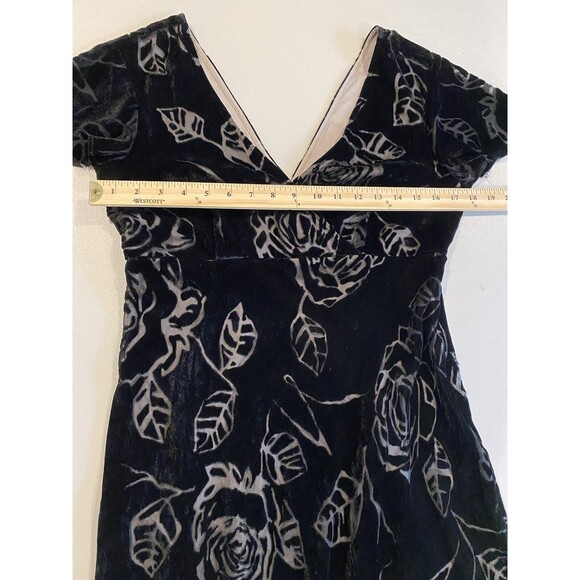 Vintage Robbie Bee Dress Women 6 Black Burn Out Velvet Rose Whimsigoth Fairy - Picture 1 of 6